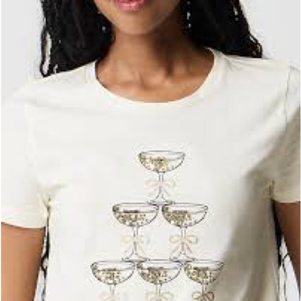 J. CREW NWT COLLECTOR tee size L Champagne Glasses Graphic - Picture 5 of 7